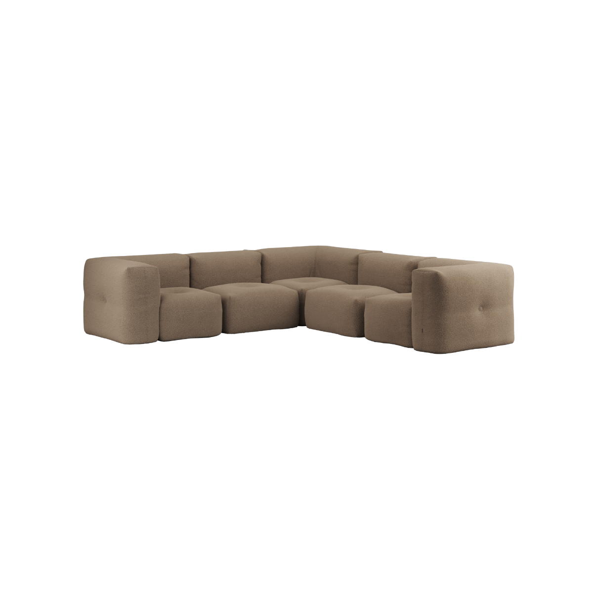 Soft Sofa Indoor 5 seater corner sofa in Teddy Brown fabric with a modular design and soft cushions