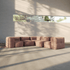 sackit soft indoor five seater corner sofa in warm brown upholstery with deep cushions and rounded modular sections in a sunlit modern interior