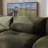 Soft Sofa Indoor 5-seater corner sofa with beige corduroy fabric cushion and cylinder pillow