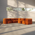 Orange five seater corner sofa with soft boneless cushions in a sunlit indoor space from sackit
