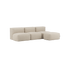 Soft Sofa Indoor 3-seater in Teddy Beige fabric with pouf, soft and modular design.