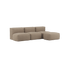 Soft Sofa Indoor 3-seater in teddy brown fabric with pouf, soft and modular design