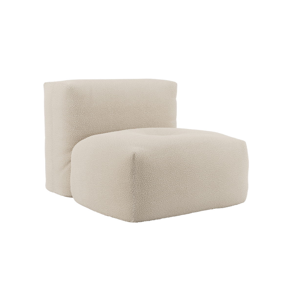 Soft Sofa Indoor seat in beige Teddy fabric with soft, cushioned design and removable cover.