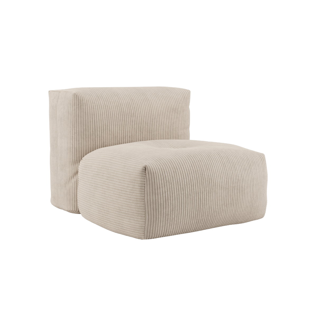 Soft Sofa Indoor seat module in beige corduroy fabric with soft, rounded shape and no visible frame