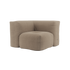 Soft Sofa Indoor corner module in teddy brown fabric with soft, rounded cushions and low backrest.