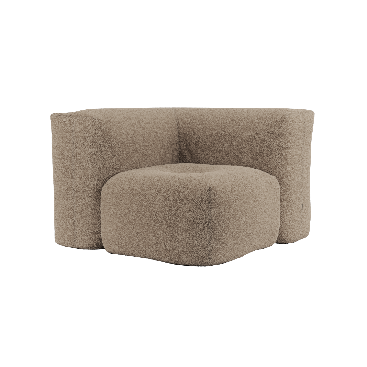 Soft Sofa Indoor corner sofa in Teddy Beige fabric with soft, rounded cushions and no visible frame