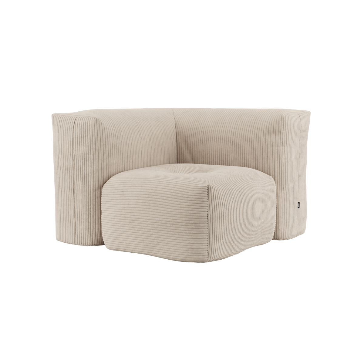 Soft Sofa Indoor corner sofa in rose corduroy fabric with soft, modular design and no visible frame.