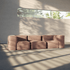 Soft Sofa Indoor corner sofa in rose corduroy fabric with soft, modular design and low profile.