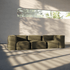 Soft Sofa Indoor corner sofa in rose corduroy fabric with soft, modular design and low profile.