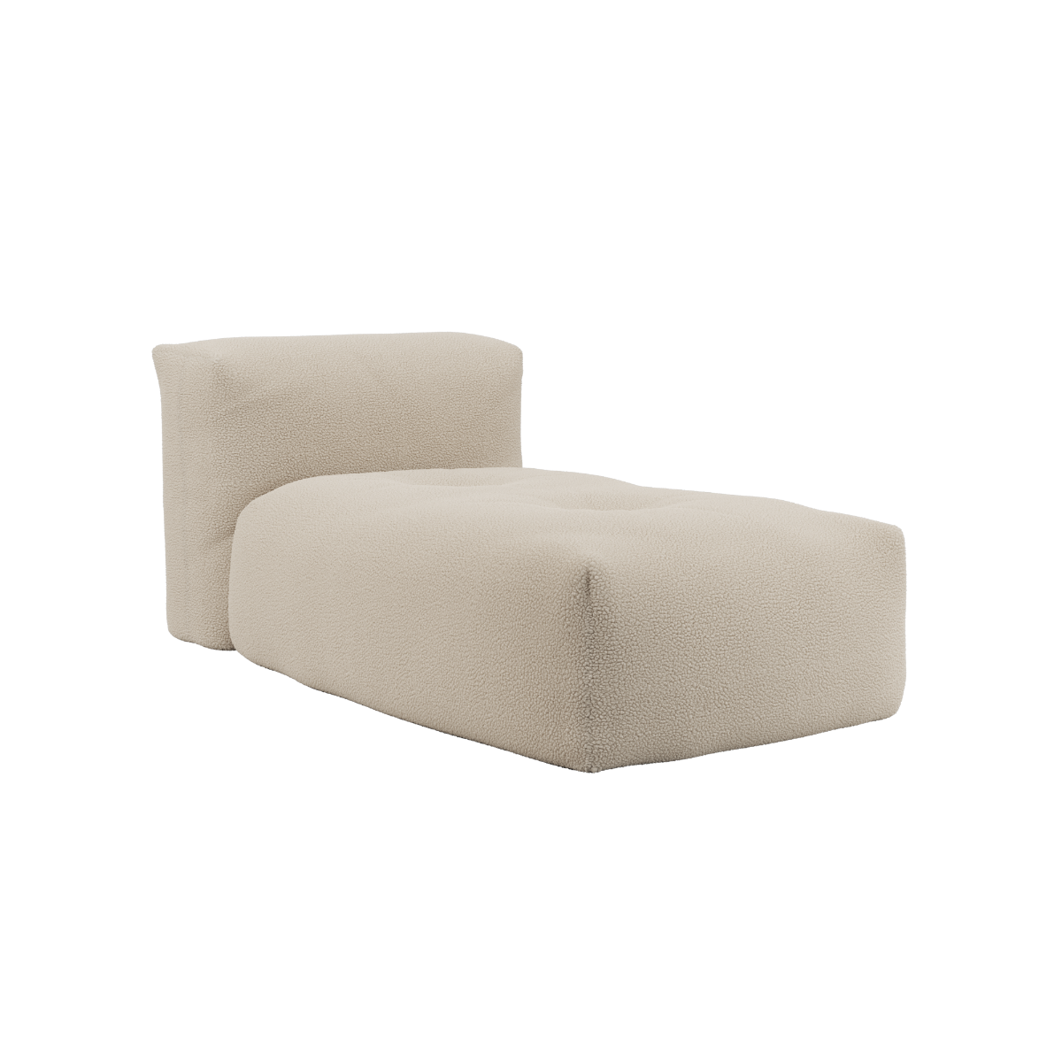 Soft Sofa Indoor Lounger in teddy beige fabric with soft, cushioned design and no visible frame.