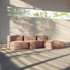 Soft Sofa Indoor modular boneless sofa and pouf in warm taupe upholstery arranged in a sunlit room by sackit for flexible everyday comfort
