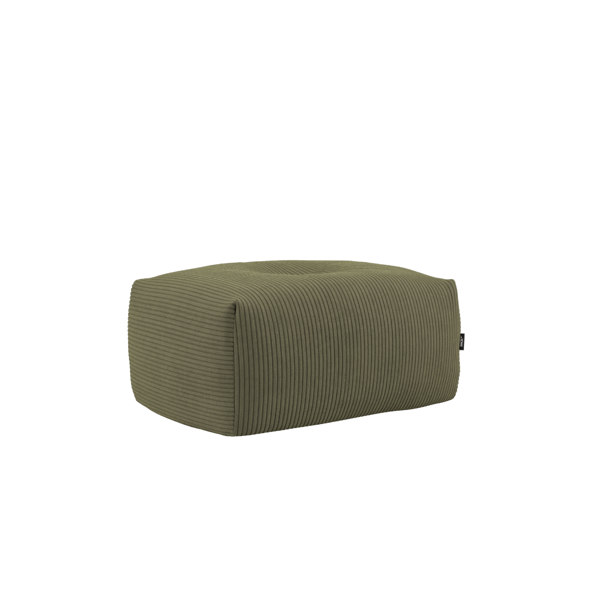 Soft Sofa Indoor pouf in olive green wide-rib corduroy fabric with a soft, cushioned shape.