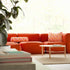 Rectangular Soft Sofa Indoor cushion in orange geometric Eighty Seven Velvet fabric with cold foam filling.