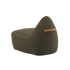 sackit indoor lounge chair in textured olive fabric with a curved back and firm bean bag style seat