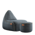 Canvas Lounge Chair and pouf in petrol canvas fabric with hand-sewn stitches and durable EPS bead filling