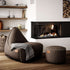 Canvas Lounge Chair and pouf in canvas petrol fabric with a soft, durable design for indoor use.