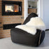 Canvas Lounge Chair and pouf in canvas petrol fabric with hand-sewn stitches, indoor bean bag style