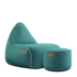 Cobana Lounge Chair and Pouf in petrol melange fabric with rounded shapes and soft texture