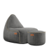 Cobana Lounge Chair and Pouf in grey olefin fabric with rounded shapes and soft filling.