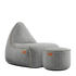 Cobana Lounge Chair and Pouf in light grey olefin fabric with a rounded, cushioned design.