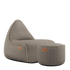 Cobana Lounge Chair and Pouf in taupe color with soft fabric and rounded shapes.
