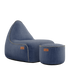 Kirra Indigo Cobana Lounge Chair with matching pouf in durable, water-repellent fabric.