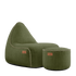 Kirra Olive Cobana Lounge Chair with matching pouf made of durable, water-repellent fabric.