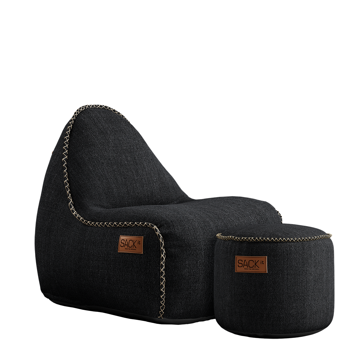 Cobana Junior Lounge Chair and Pouf in black, indoor and outdoor bean bag set for kids