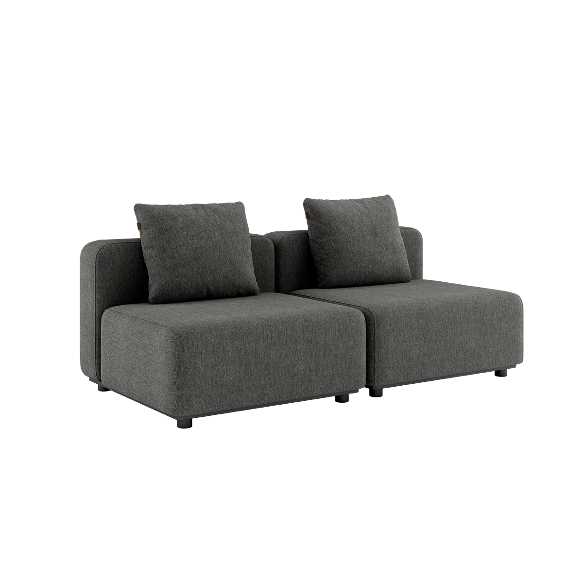 Cobana Grey 2-seater outdoor lounge sofa without armrest or pouf with powder-coated aluminum frame and cushions