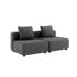 Cobana Grey 2-seater outdoor lounge sofa without armrest or pouf with powder-coated aluminum frame and cushions