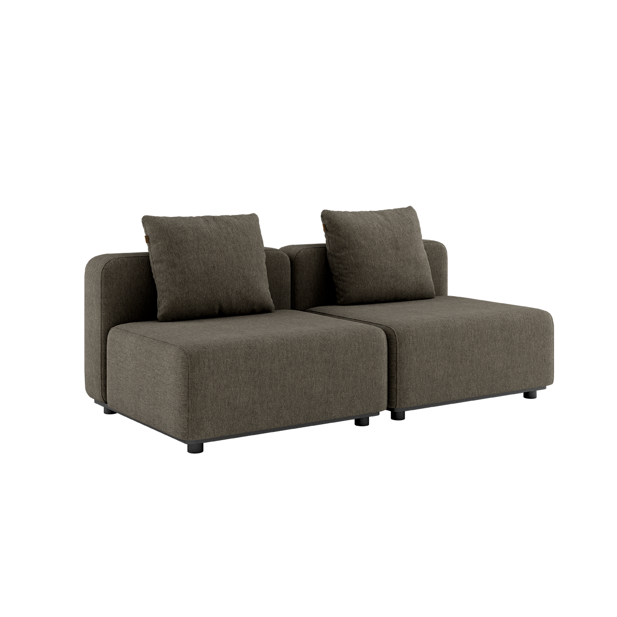 Cobana Lounge Sofa 2-seater in Cobana Brown without armrest or pouf, outdoor modular design with cushions