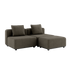 Cobana Brown 2-seater outdoor lounge sofa with pouf, powder-coated aluminum frame and cushions