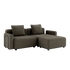 Cobana Brown 2-seater outdoor lounge sofa with armrest and pouf, powder-coated aluminum frame and cushions