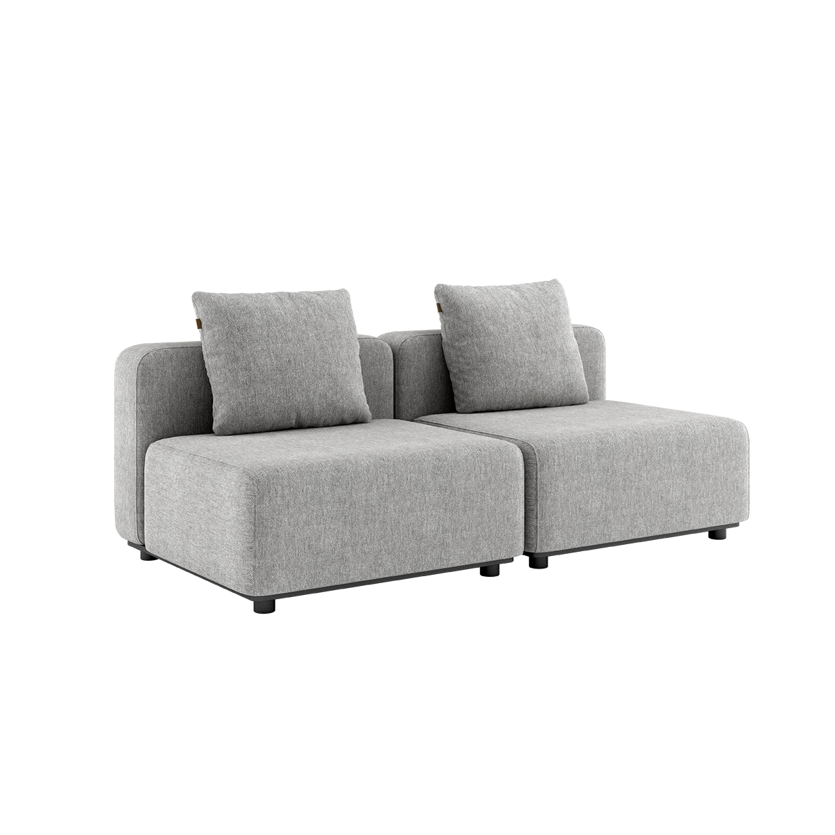 Two-seater Cobana Lounge Sofa in Cobana Sand Melange without armrest or pouf with powder-coated aluminum frame and cushions
