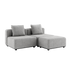 Cobana Lounge Sofa in Cobana Sand Melange with two modules and pouf, outdoor setting.