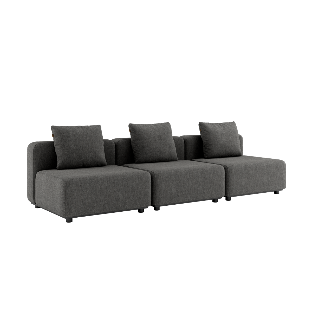 Cobana Lounge Sofa 3-seater in Cobana Grey without armrest or pouf, outdoor modular design with clean lines