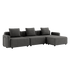 Cobana Grey 3-seater outdoor lounge sofa with armrest and pouf, powder-coated aluminum frame and cushions