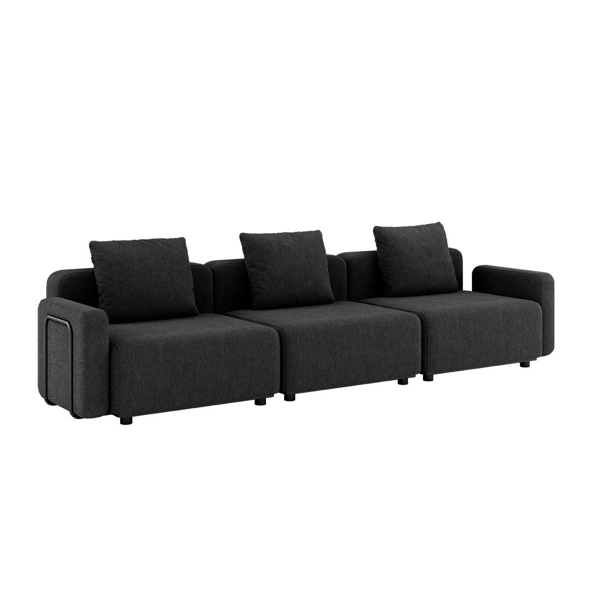 Cobana Lounge Sofa in black with armrest, three-seater outdoor sofa with clean Scandinavian design.