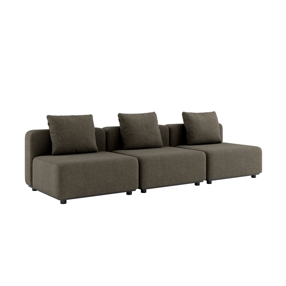 Cobana Lounge Sofa 3-seater in Cobana Brown without armrest or pouf, outdoor modular design