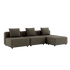 Cobana Brown 3-seater outdoor lounge sofa with pouf, powder-coated aluminum frame and cushions