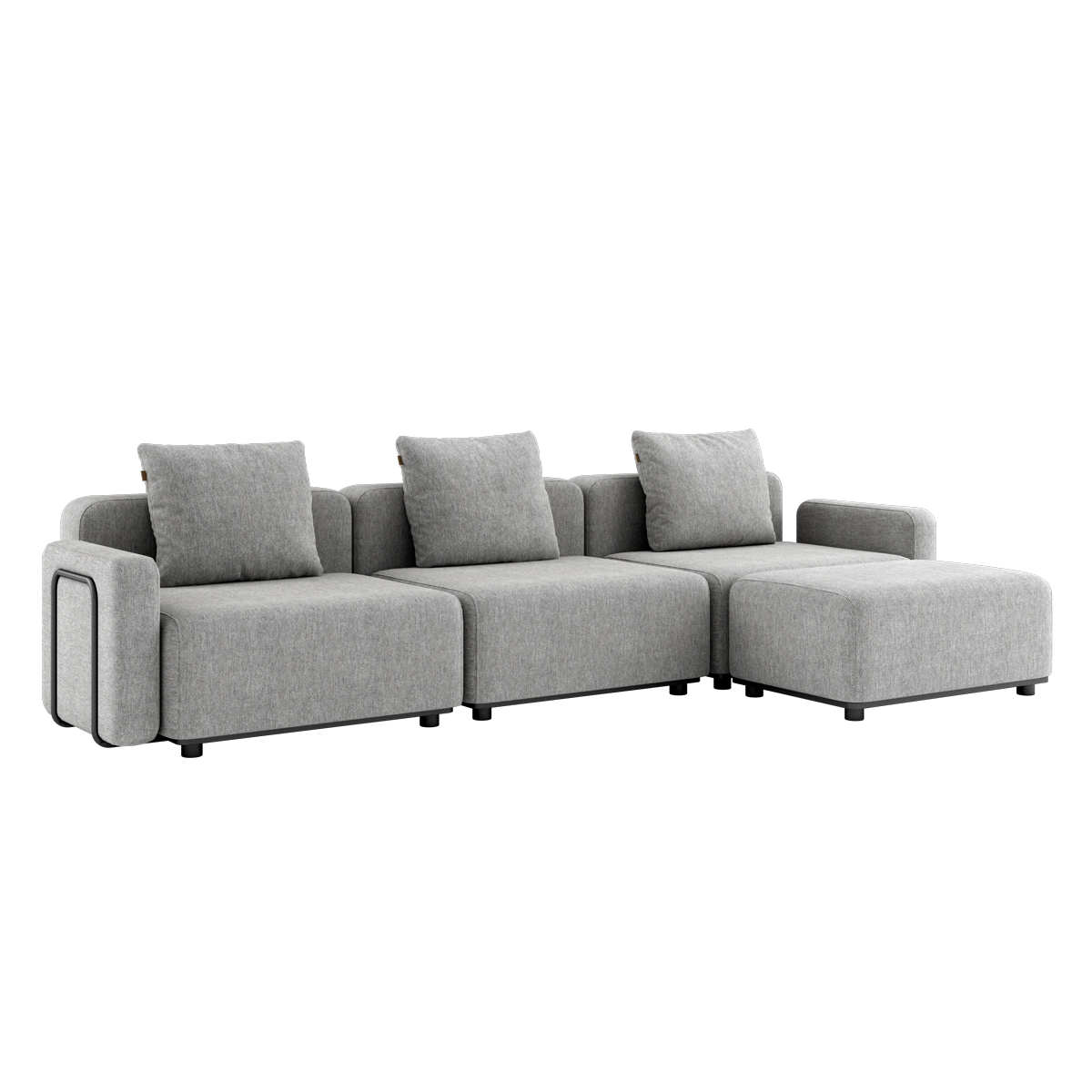 Cobana Lounge Sofa 3-seater in Cobana Sand Melange with armrest and pouf, outdoor modular design