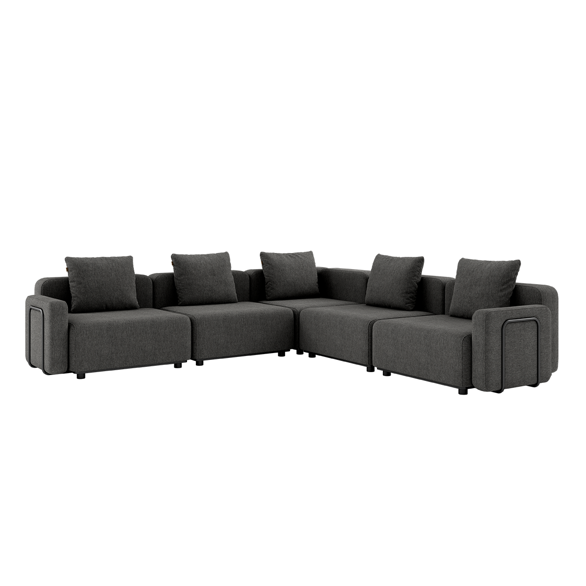 Cobana Lounge Sofa 5-seater corner sofa in Cobana Grey with armrest, modular outdoor seating with cushions
