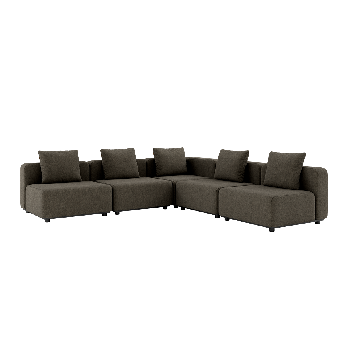 Cobana Brown 5-seater corner outdoor sofa without armrest with powder-coated aluminum frame and cushions