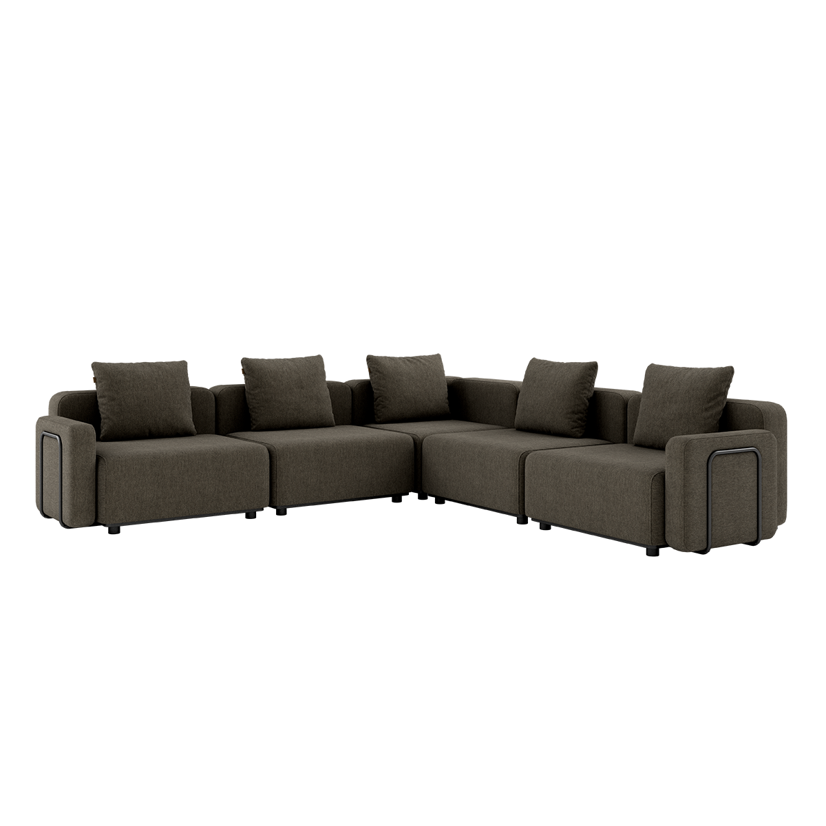Cobana Lounge Sofa 5-seater corner in brown with armrest, outdoor modular design with cushions