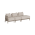 Three seat modular outdoor lounge sofa with open end and light beige cushions by sackit designed in Denmark for modern Nordic outdoor spaces