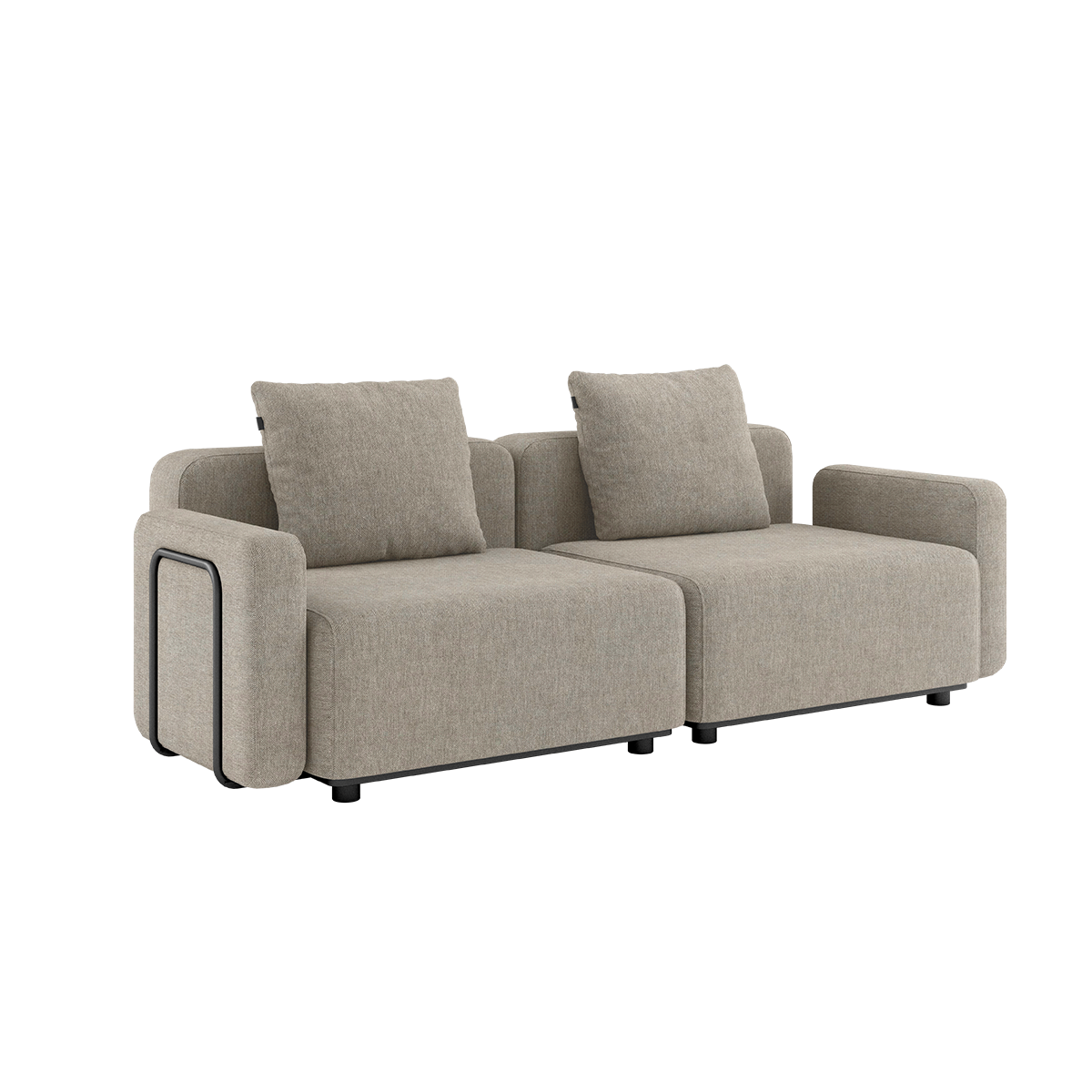 Kirra Sand Cobana Lounge Sofa with armrest, two-seater outdoor modular sofa with cushions