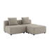 Kirra Sand Cobana Lounge Sofa with two modules and pouf, outdoor powder-coated aluminum frame and cushions