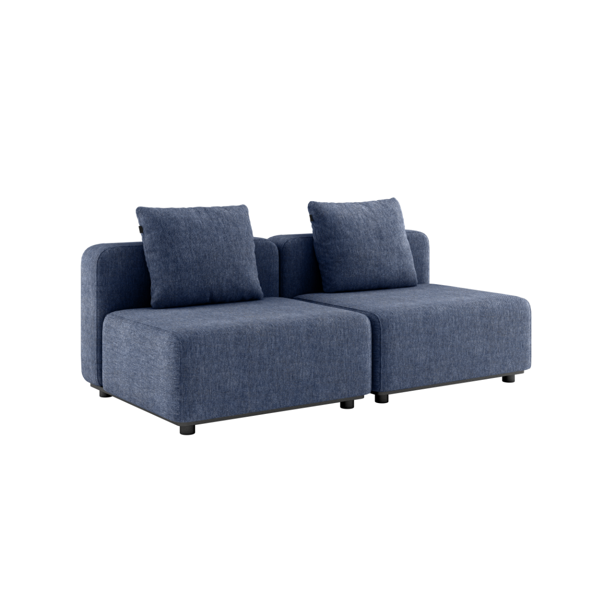 Kirra Indigo Cobana Lounge Sofa 2-seater without armrest or pouf, outdoor modular design with cushions
