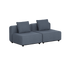 Dark grey two seater modular outdoor lounge sofa with clean Scandinavian lines and cushions designed in Denmark for weather resistant comfort by sackit