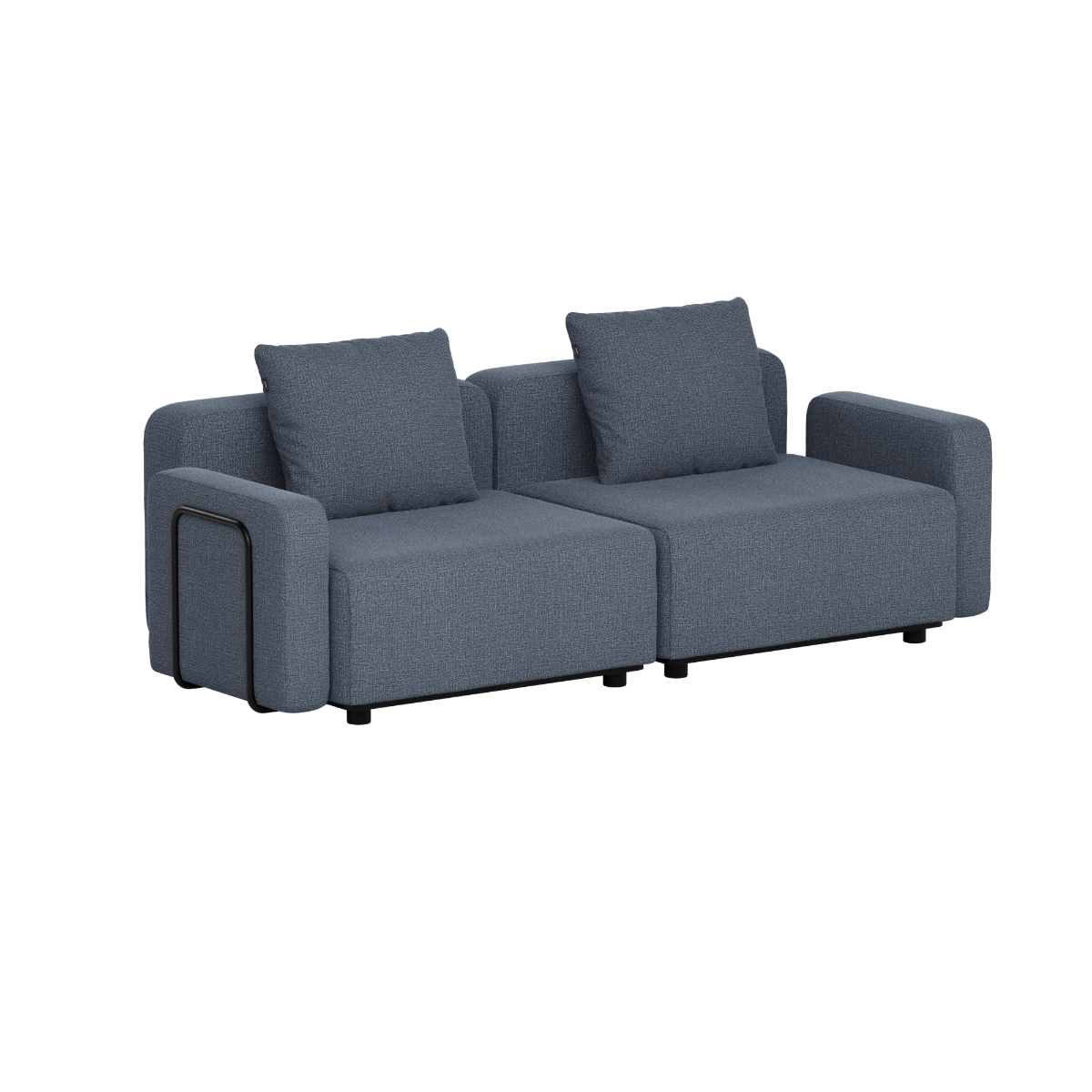 sackit Cobana modular outdoor lounge sofa in dark grey with two cushioned seats and back pillows Scandinavian design for terraces and gardens